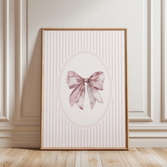 Physical Print Baby Girl Nursery Room Decor Pink Accent Bow Newborn Wall Art Shower Bedroom