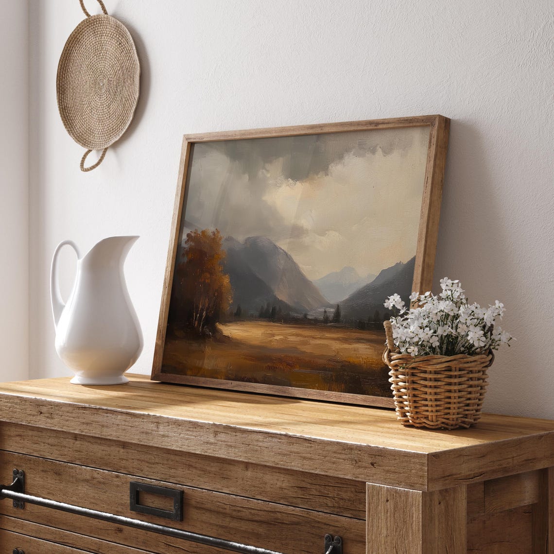 Storm Clouds Brooding Over a Golden Autumn Valley Painting Poster - Image 2