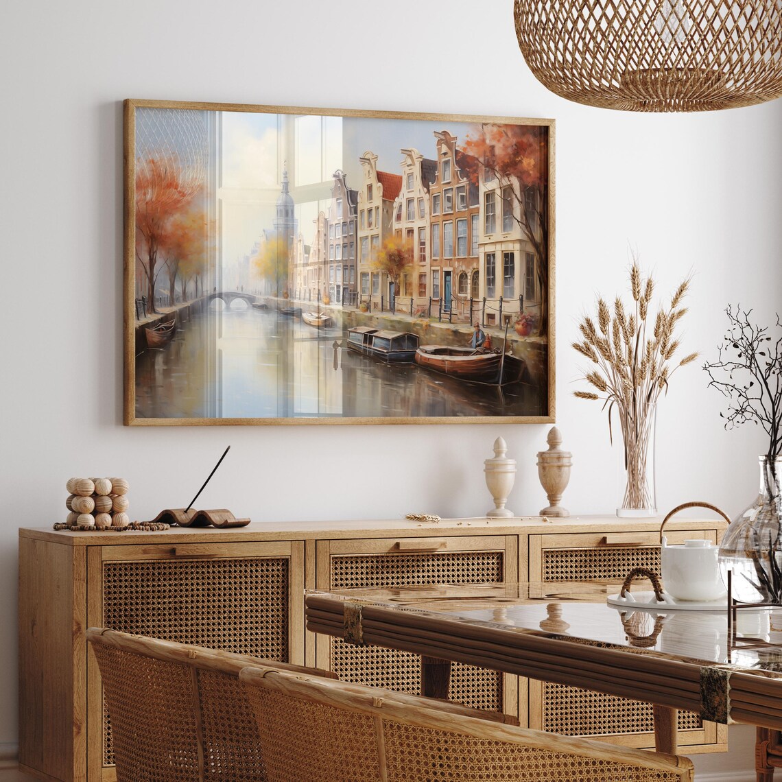 Amsterdam Canal In Autumn With Gabled Houses Travel Art Poster - Image 4
