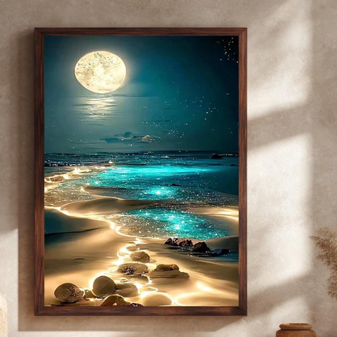 Moonlit Magical Beach Fantasy Coastal Scene Art Print