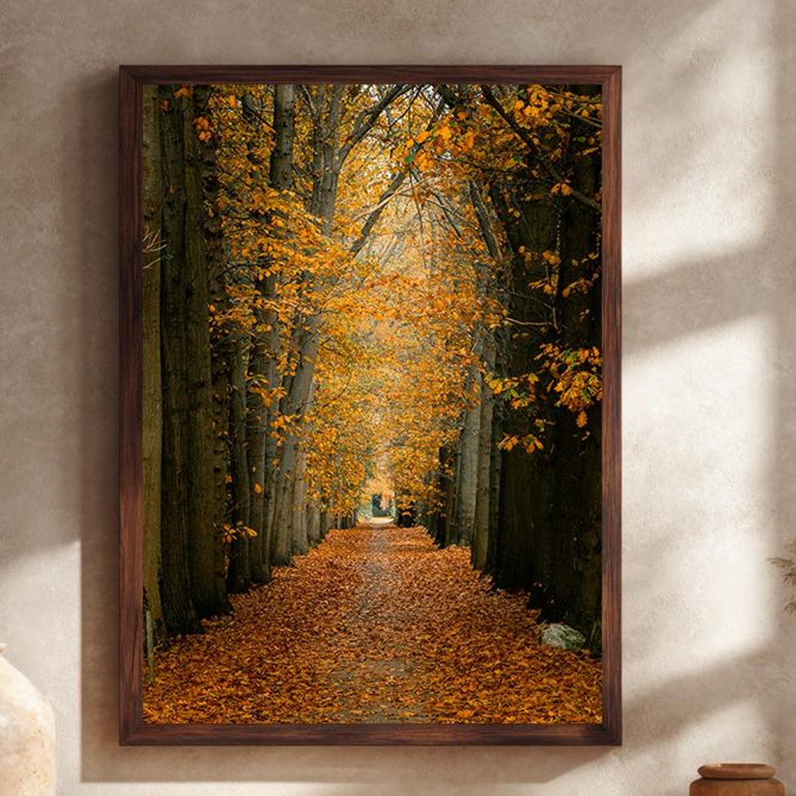 Autumn Forest Tree Tunnel Golden Leaves Fall Path Nature Poster