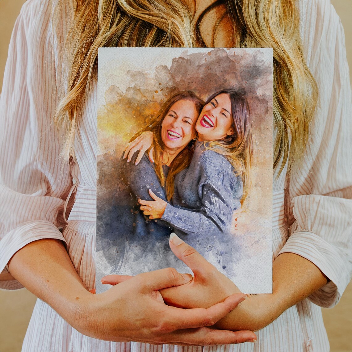 Custom Mom Portrait, Watercolor Art Print - Image 4