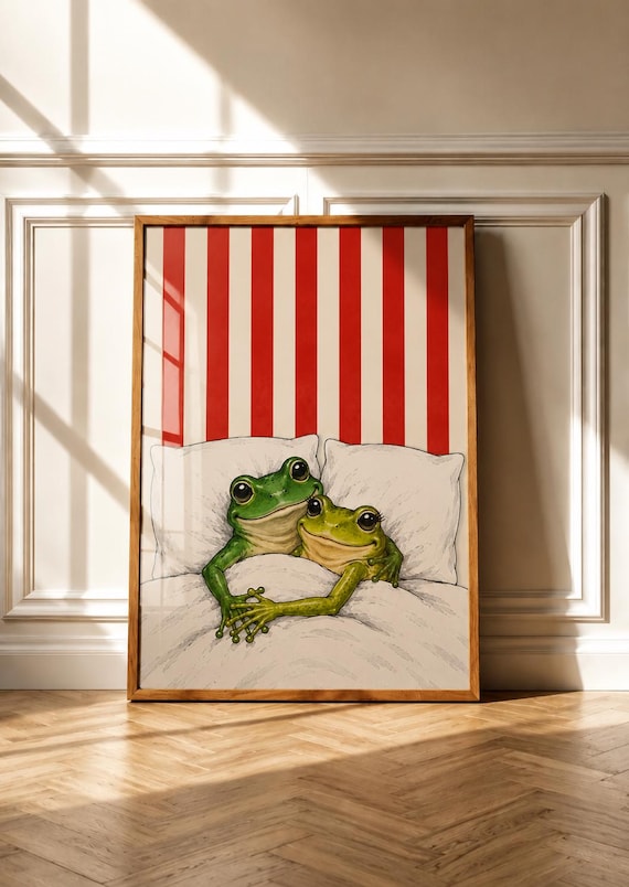 Funky Frog Couple Poster, Lover Gift