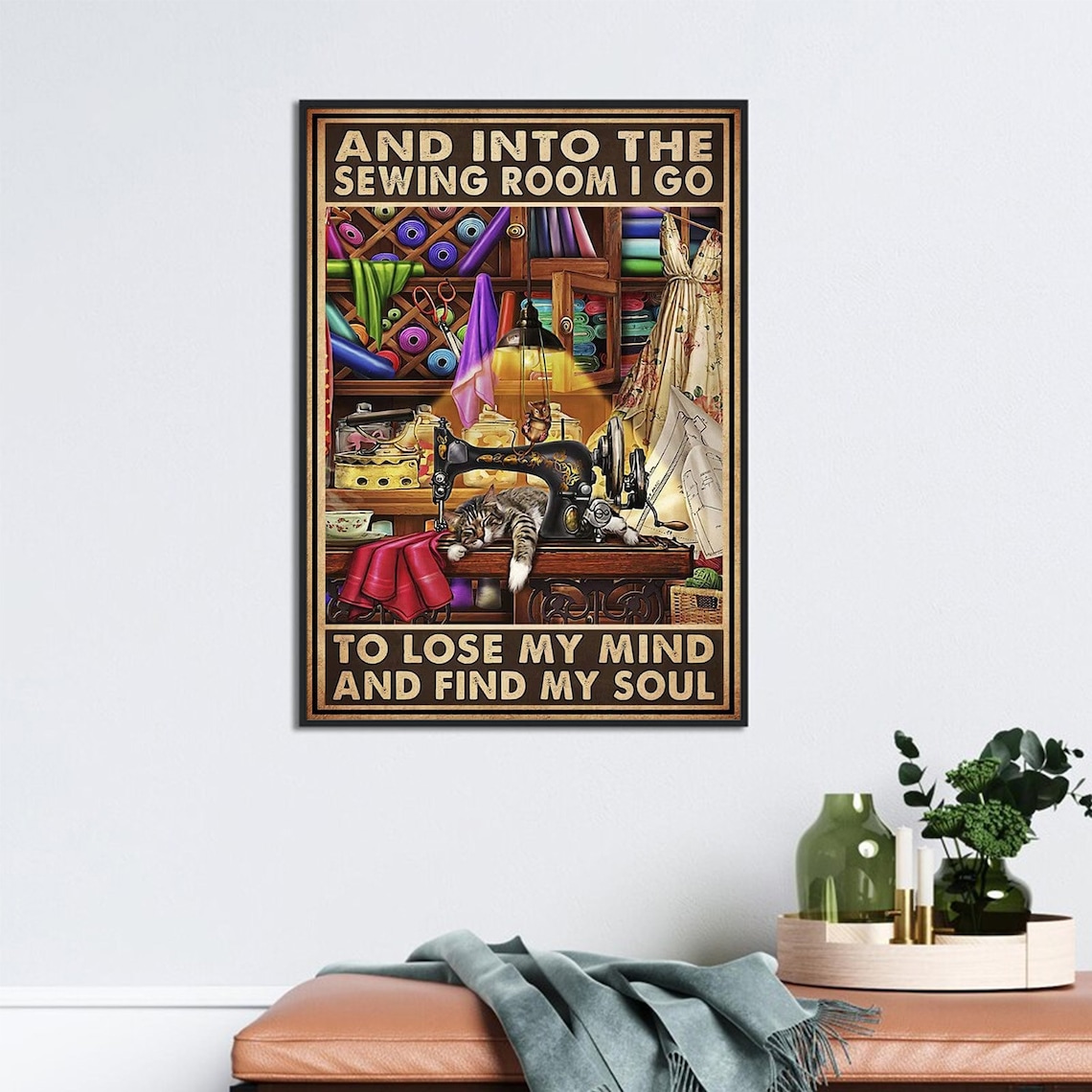 Sewing Machine and Cat Poster, Sewing Room Decor - Image 3