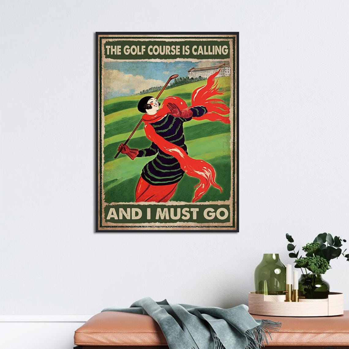 The Golf Course Is Calling And I Must Go Vintage Lady Golf Poster - Image 2