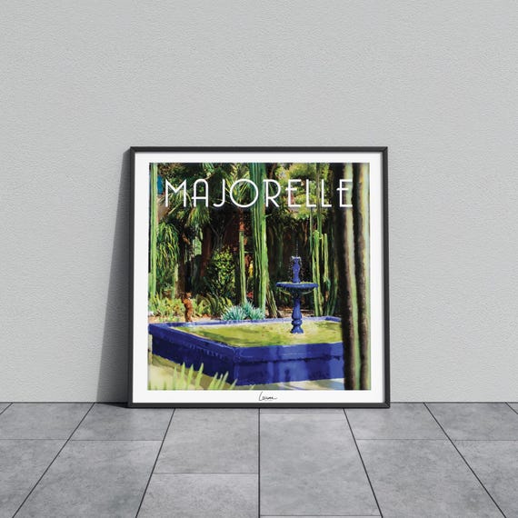 Majorelle Garden Fountain Poster I Morocco Pastel
