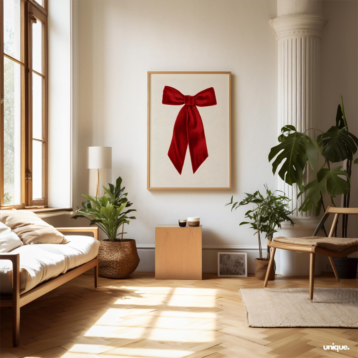Big Red Velvet Bow Minimalist Christmas Coquette Style Art Poster