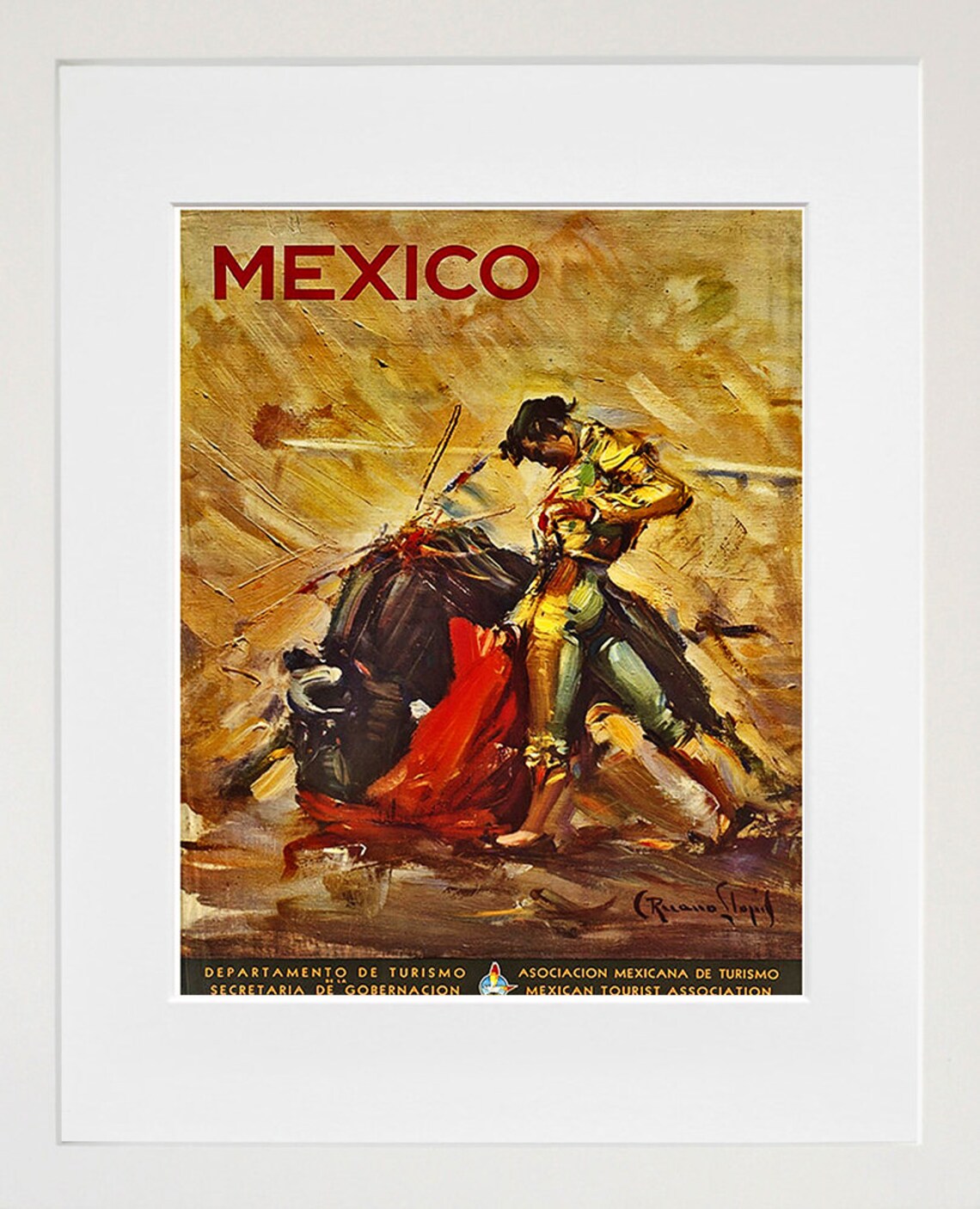 Mexico Retro Travel Poster, Mexican Home Decor Print