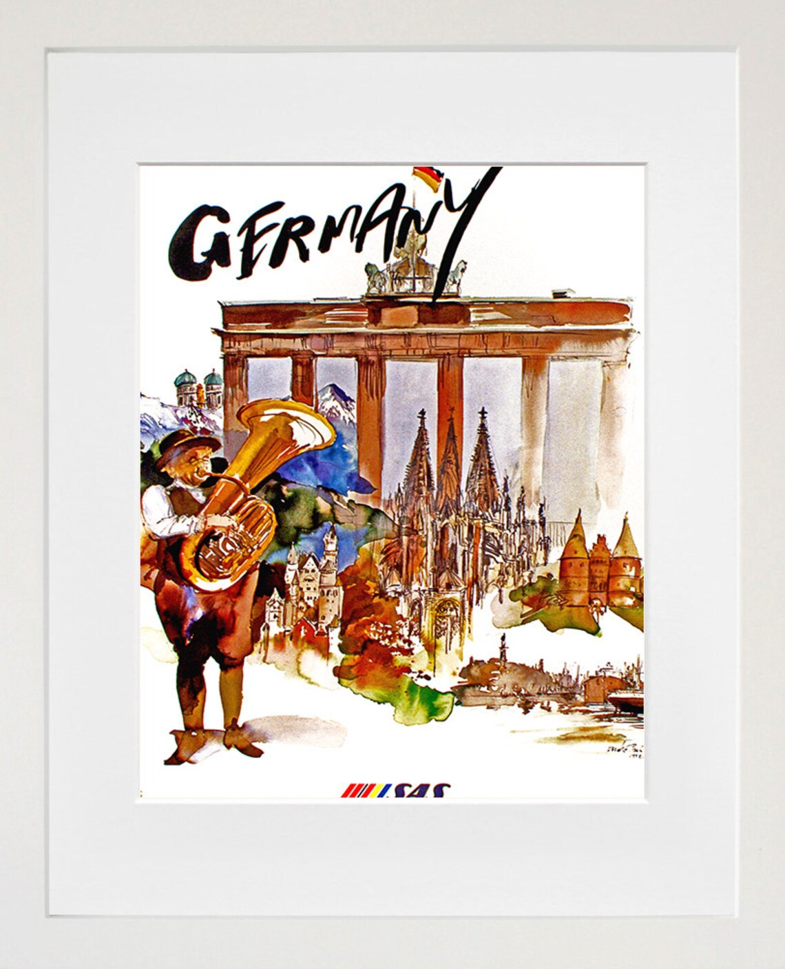 Germany Travel Poster, Airline Print Art
