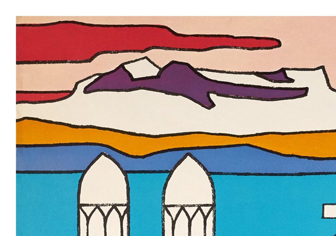 Zurich Switzerland Vintage Travel Poster Pop Art Flowers Churches - Image 2