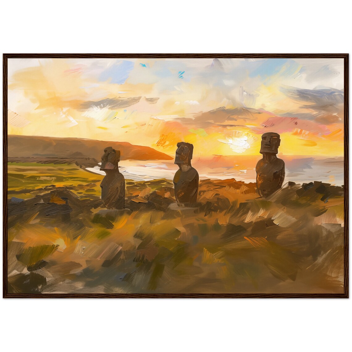 Easter Island Painting, Rustic Chile Travel Poster