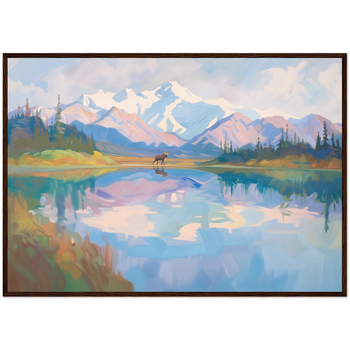Denali National Park Painting, Alaska Mountain Landscape
