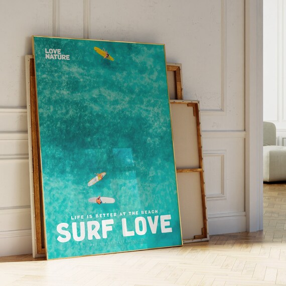 Surf Prints Surf Love Movie Poster And Magazine Cover Style Print Wave Prints Surfer Posters Surfer Gift Wave Wall Art Beach Print