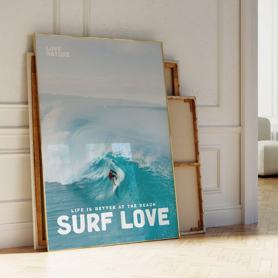 Surf Prints Surf Love Movie Poster And Magazine Cover Style Print Wave Prints Surfer Posters Surfer Gift Wave Wall Art Beach Print