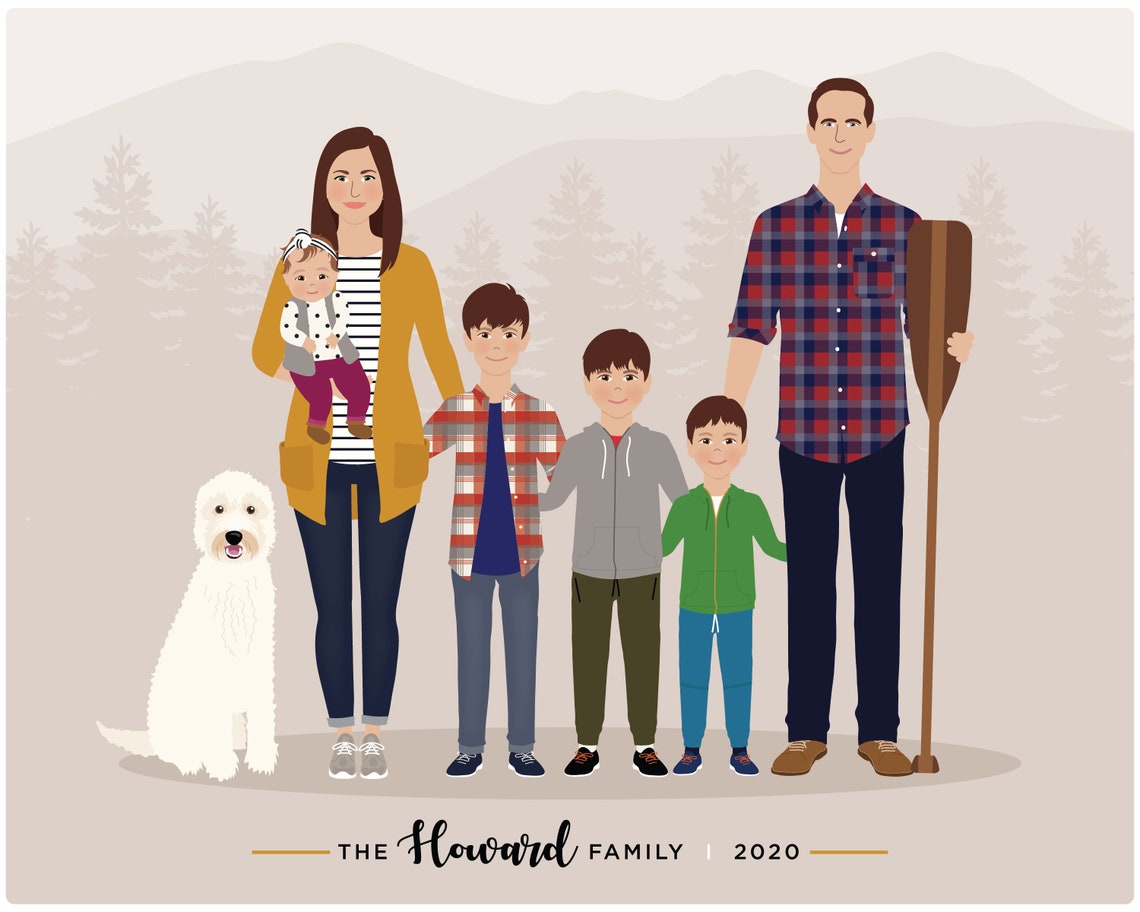 Custom Family Portrait, Add Pet
