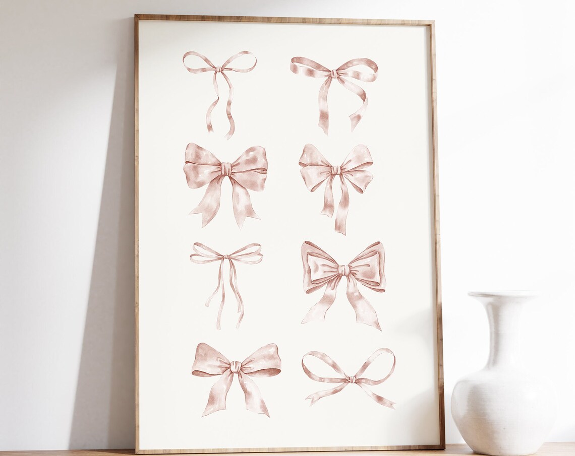 Beige Bow Nursery Print, Neutral Balletcore Art Print - Image 4