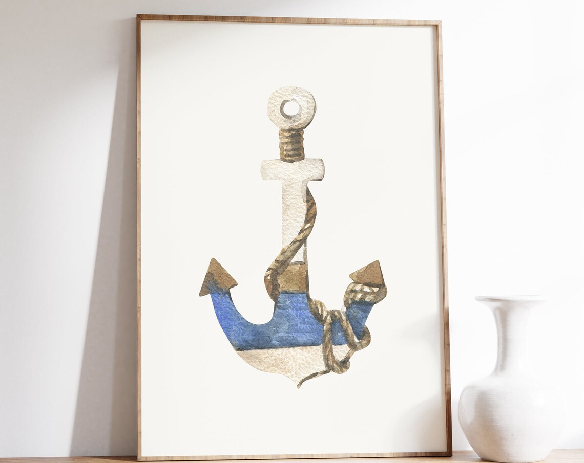 Watercolor Anchor Poster Print, Nautical Nursery Decor - Image 5