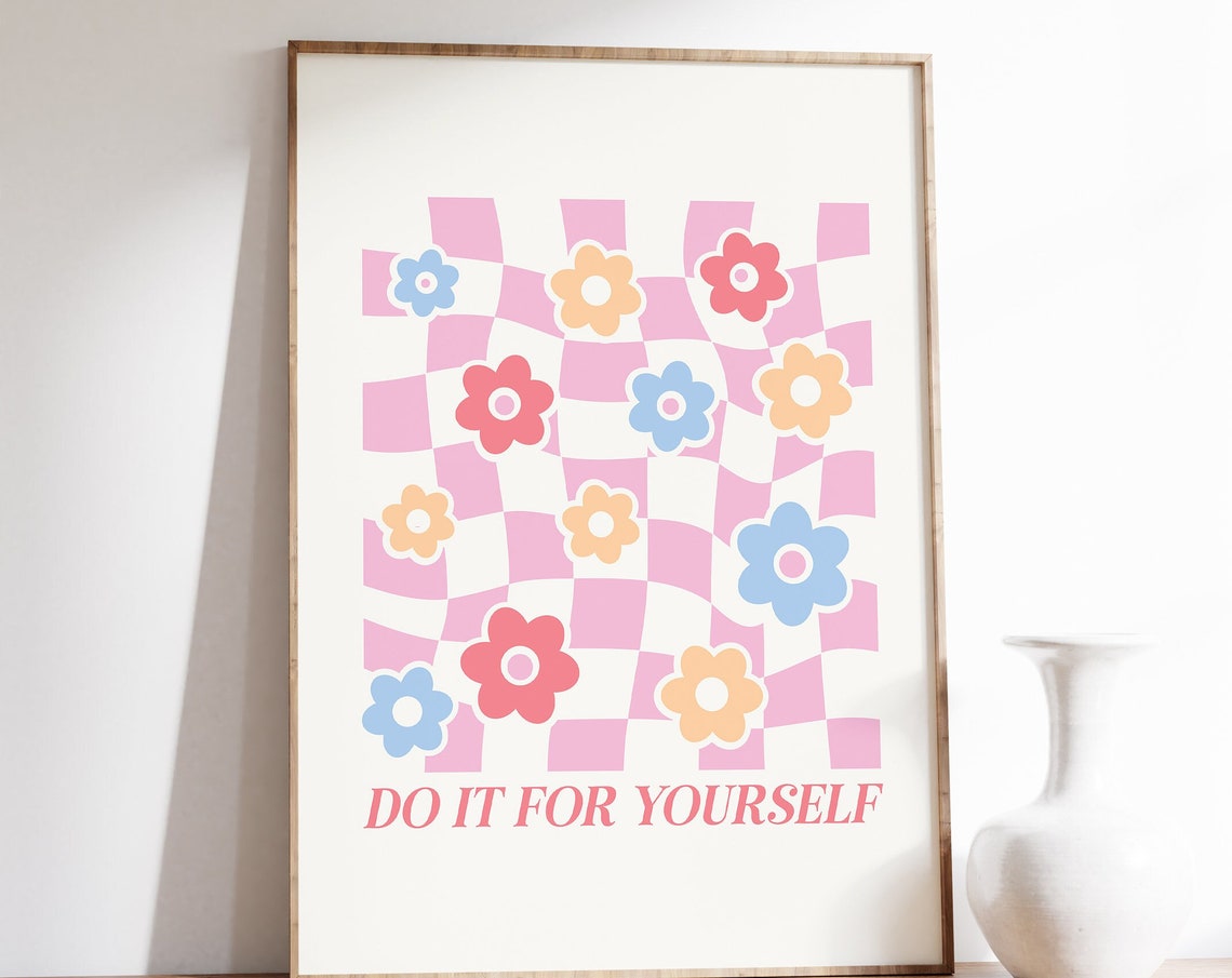 Self Love Quotes Print Do It For Yourself Print Self Love Affirmations Poster Trendy Wall Art Funky Retro Aesthetic Wall Art - Image 5