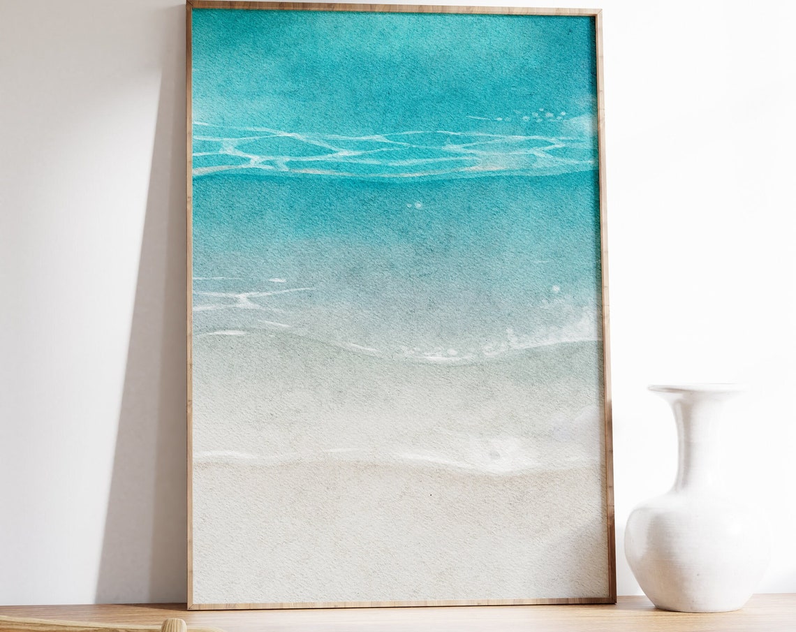 Turquoise Blue Water Abstract Minimalist Coastal Beach Poster - Image 5