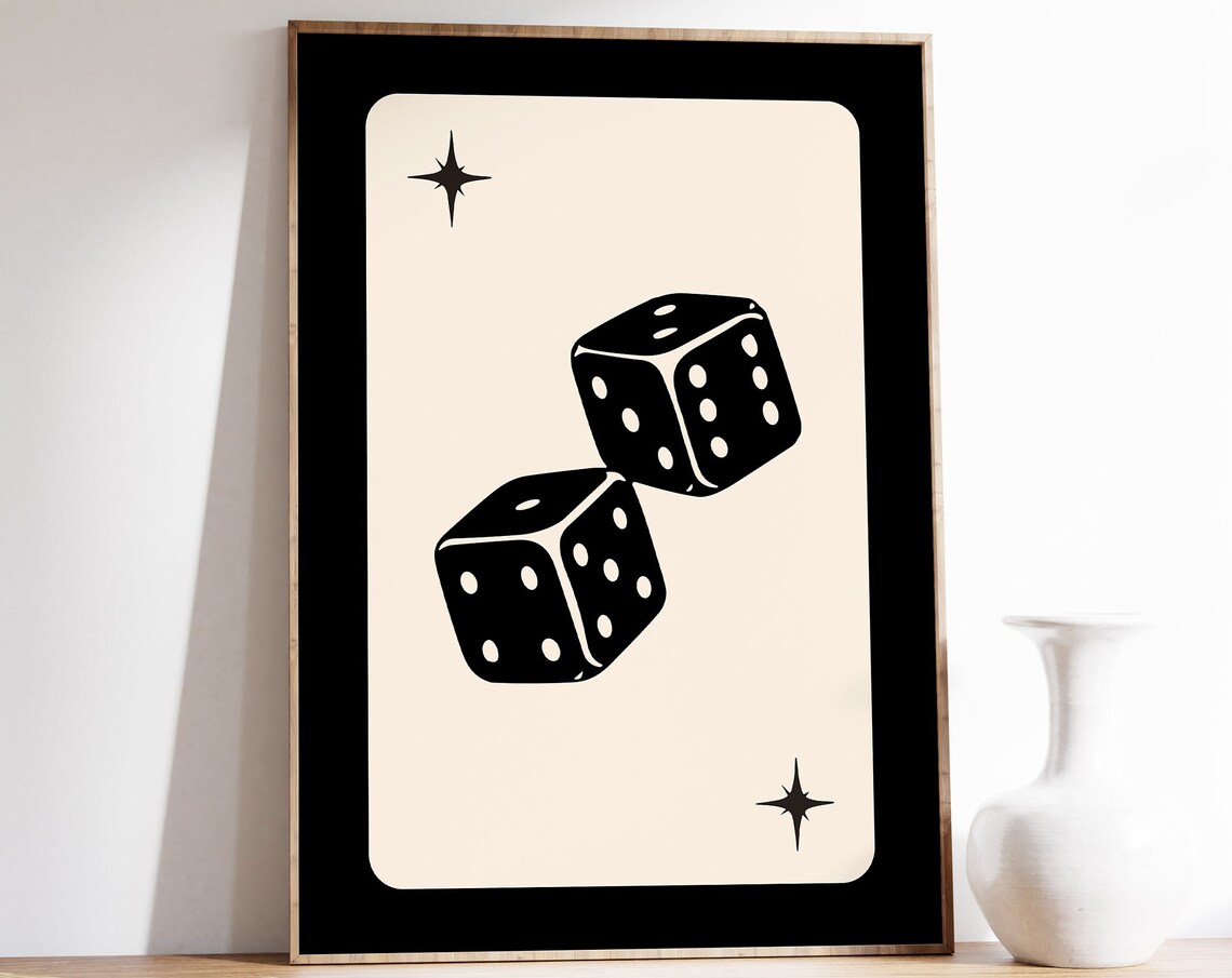 Lucky Me Dice Retro Art Print, Funky Poster