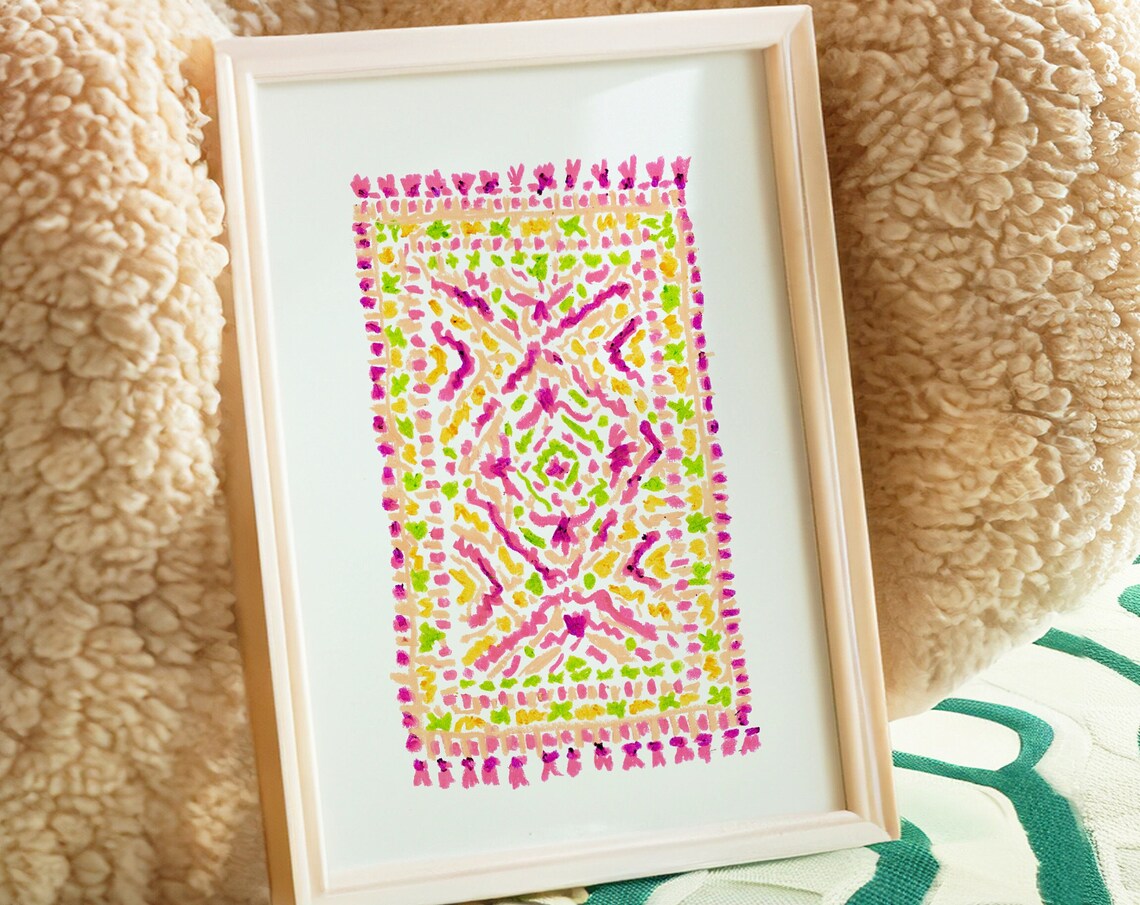 Rug Print Modern Art Print, Colorful Abstract Decor