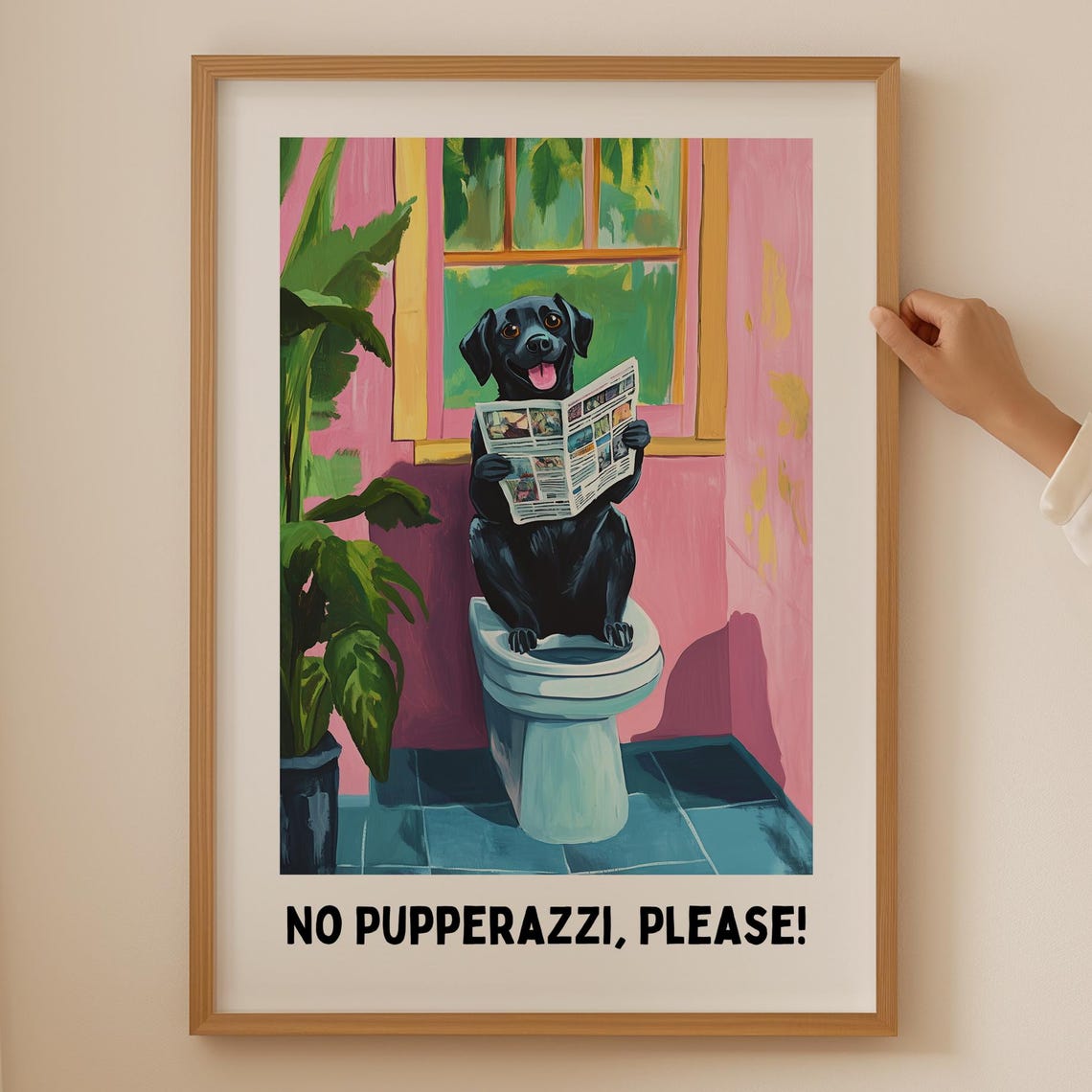 No Pupperazzi Please Funny Black Lab Toilet Poster Bathroom Humor
