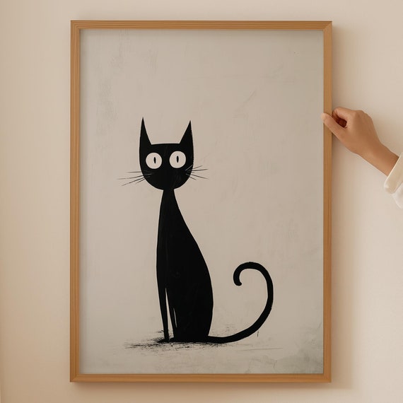 Cute Atomic Cat Print Trendy Wall Art For Funny Decor Dopamine Lovers Funky Poster As Themed Gifts