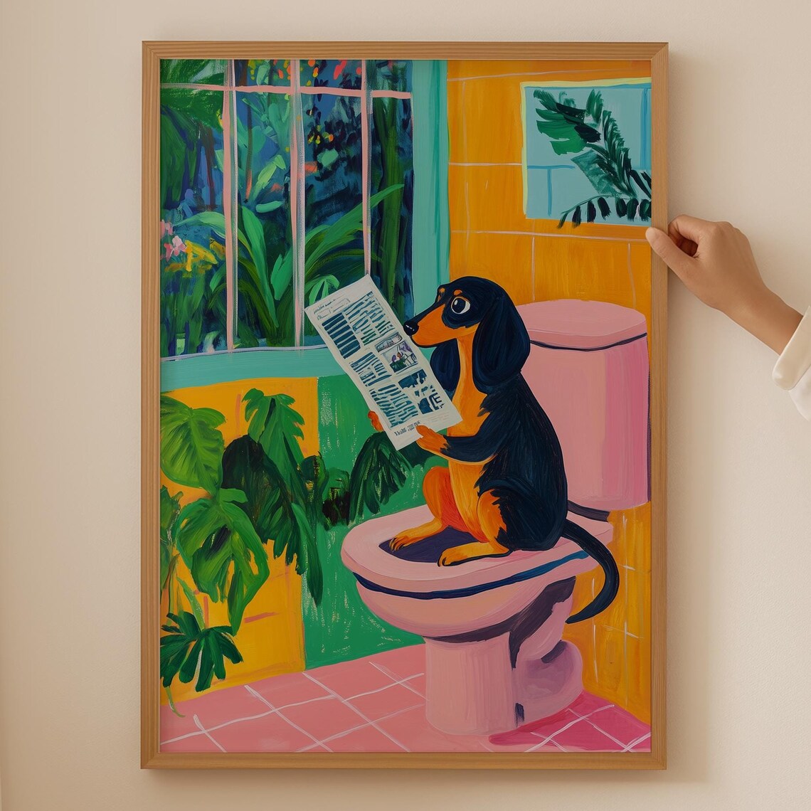 Dachshund Lover Funky Bathroom Wall Art Print