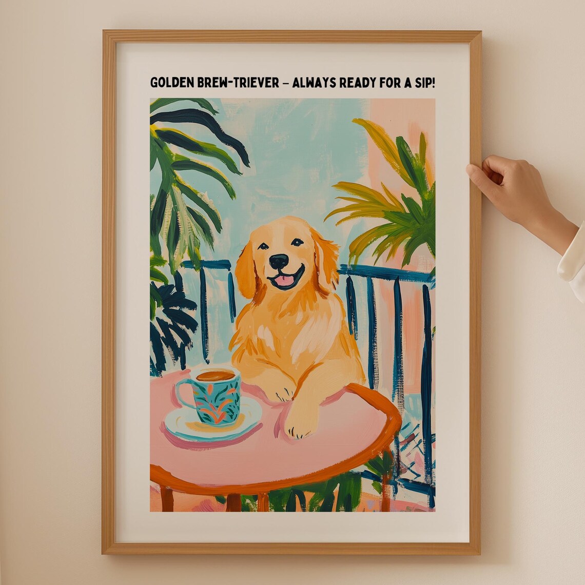 Golden Brew-Triever Coffee Shop Dog Funny Golden Retriever Poster