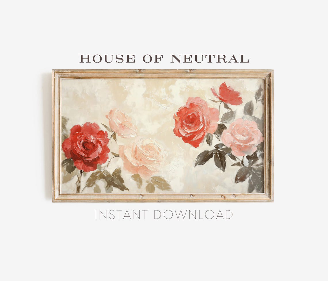 Frame Tv Art Flower Art Valentines Day Tv Art Valentines Frame Tv Art Oil Painting Neutral Art 169 Ratio Tv245 - Image 3