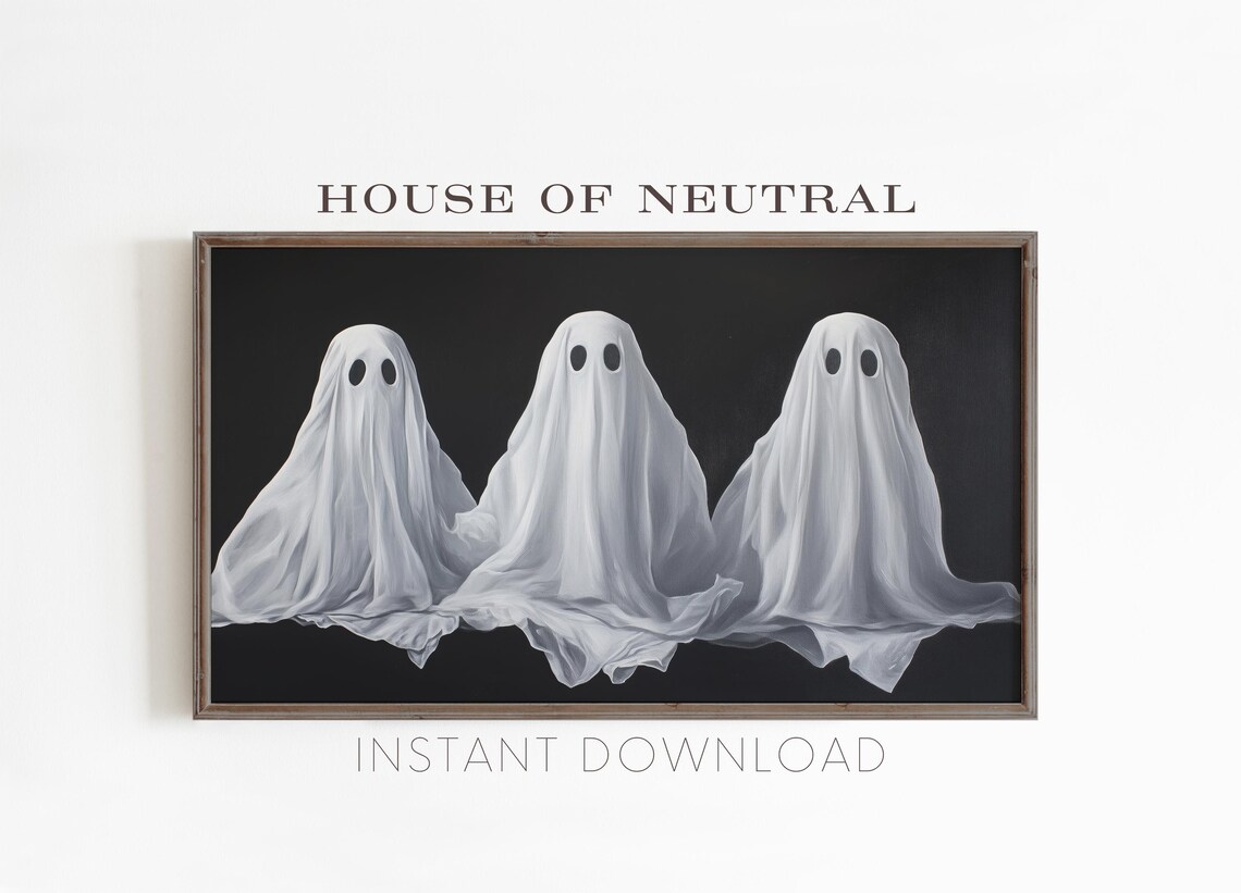 Three Ghosts Contemporary Halloween Wall Art Print