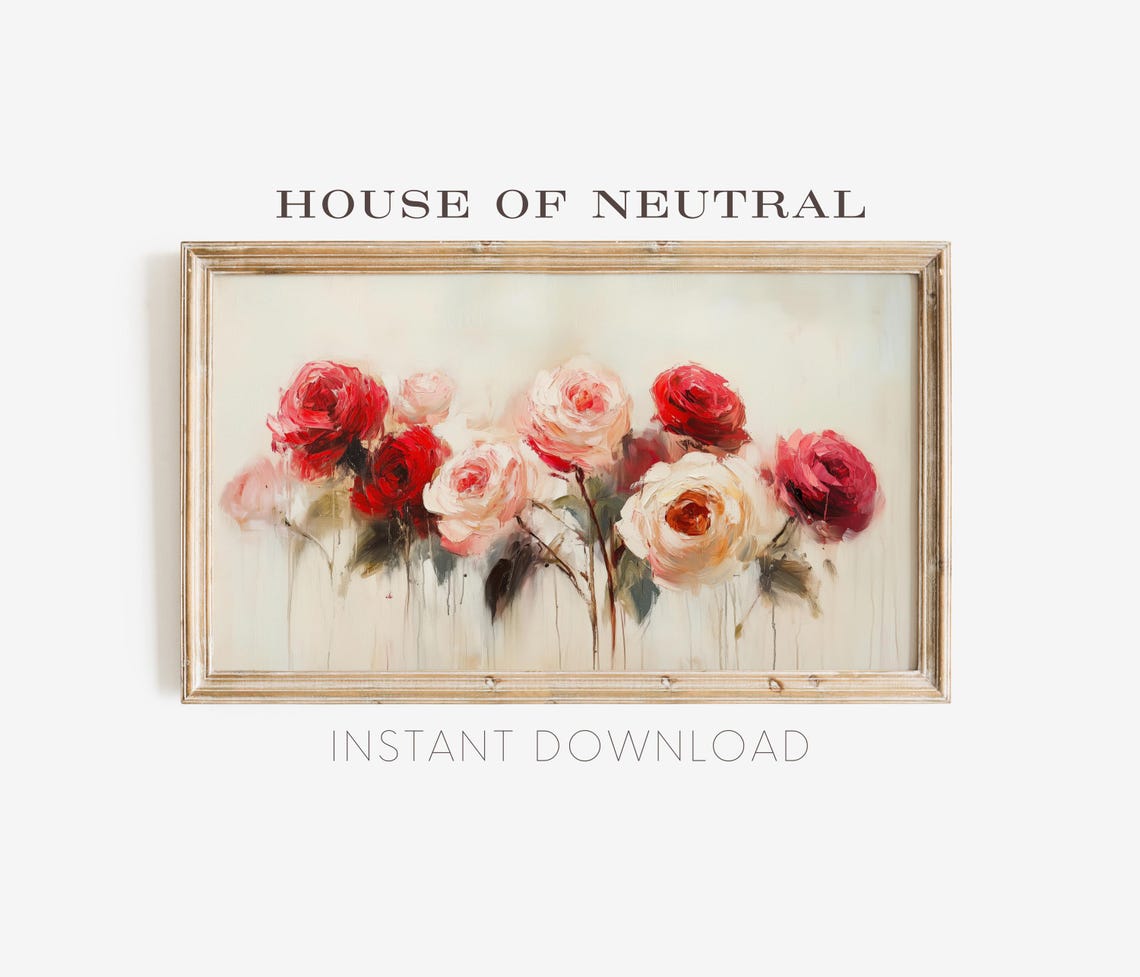 Frame Tv Art Flower Art Valentines Day Tv Art Love Art Frame Tv Art Oil Painting Neutral Art Cottagecore 169 Ratio Tv244 - Image 2