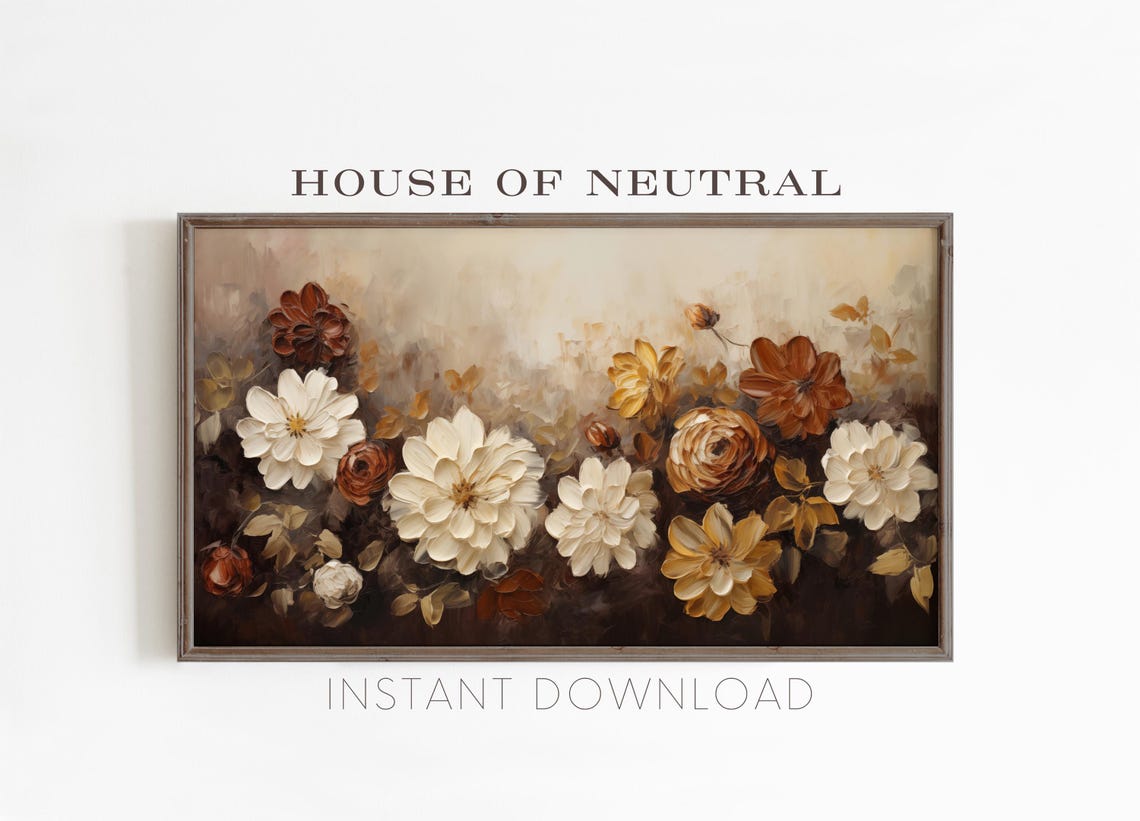 Frame Tv Art Fall Florals Dark Moody Fall Tv Art Rustic Fall Decor Vintage Flowers Autumn Fall Thanksgiving 169 Ratio Tv12