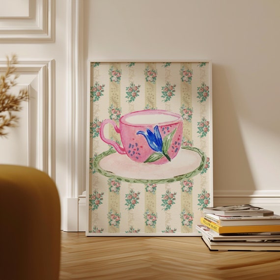 Coffee With Grandma Print Wall Art Trendy Decor Abstract Vintage Painting Cottagecore Decor Wall Art