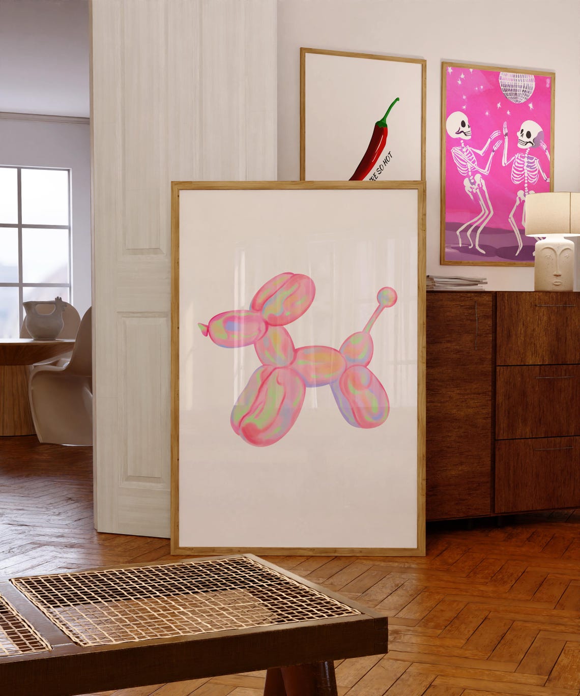 Pink Holographic Balloon Dog Y2K Preppy Aesthetic Room Poster - Image 2