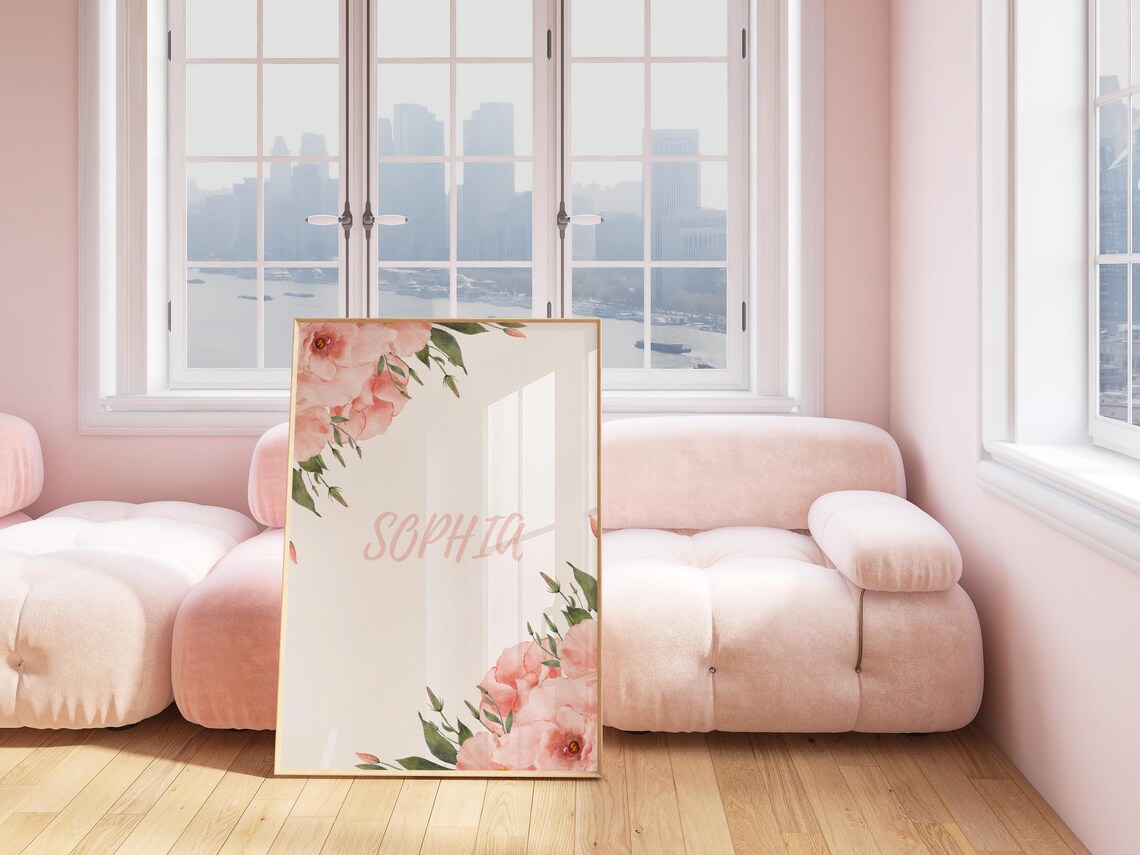 Personalized Custom Name Floral Nursery Baby Girl Gift Print