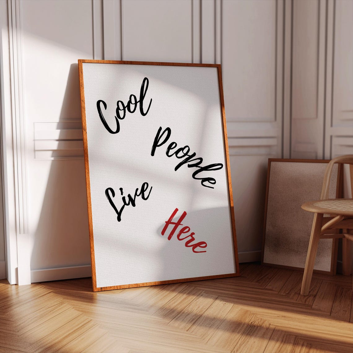 Cool People Live Here Typography Poster Funny Script Quote Decor