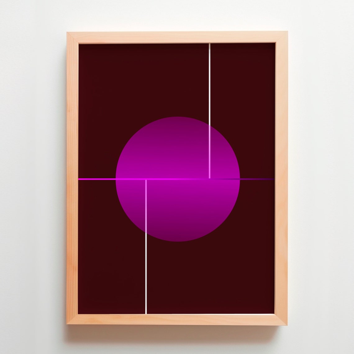 Magenta Circle on Burgundy Modern Geometric Minimal Line Art Poster - Image 5