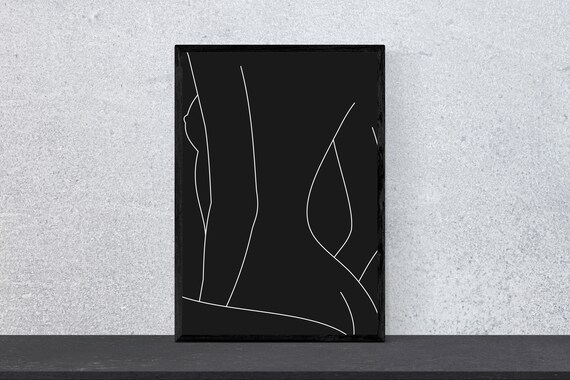 Naked Lines Naked Back Art Print, Minimal Modern Nude