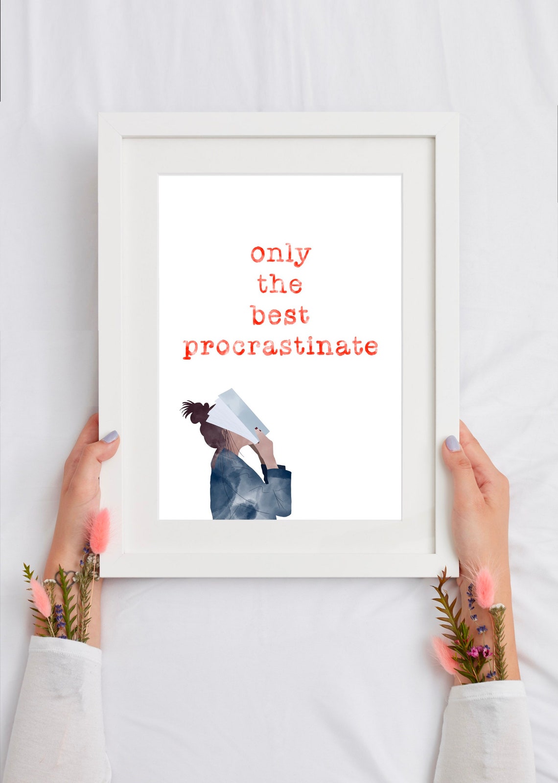 Only The Best Procrastinate Funny Red Typewriter Quote Poster - Image 3