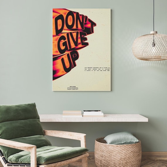 Do Not Give Up Retro 3D Orange Burst Bold Typography Quote Poster
