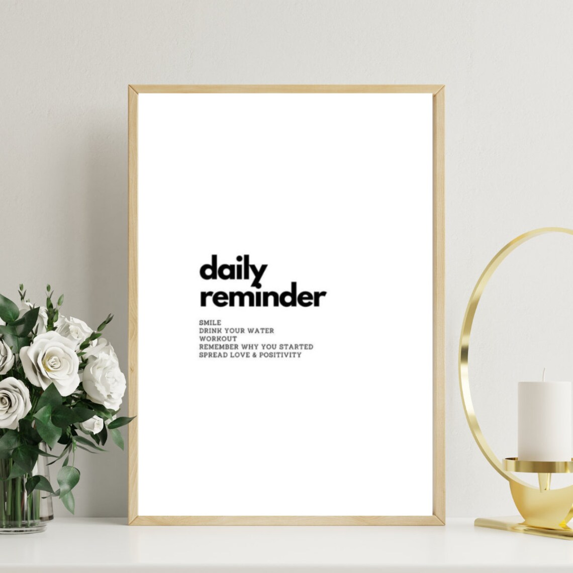 Daily Reminder Smile Drink Water Positivity Quote Poster for Home