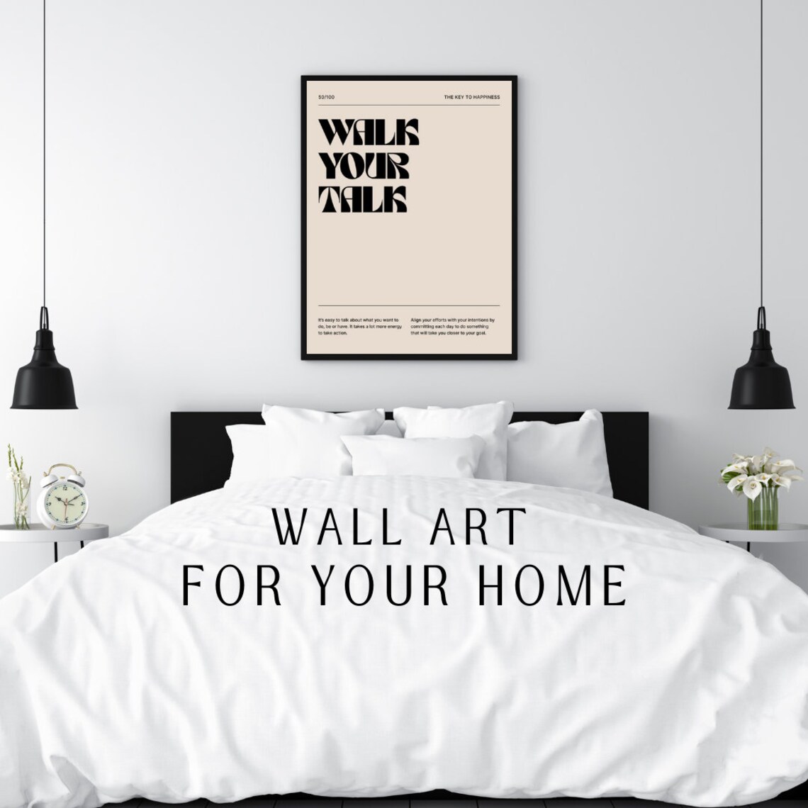 Walk Your Talk Bold Retro Key To Happiness Motivational Quote Poster - Image 2