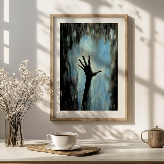 Last Breath Before Dark Abstract Wall Art Print Blue And Black Modern Poster