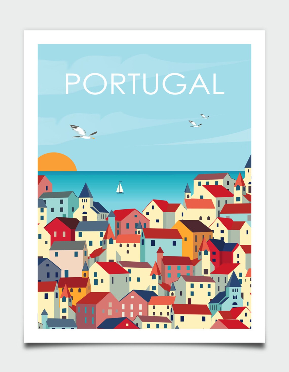 Lisbon Portugal Retro Travel Poster, Coastal Decor - Image 2