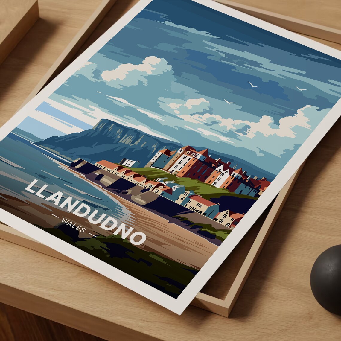 Llandudno Wales Seaside Town Grand Hotel Beach Bay Travel Poster - Image 3