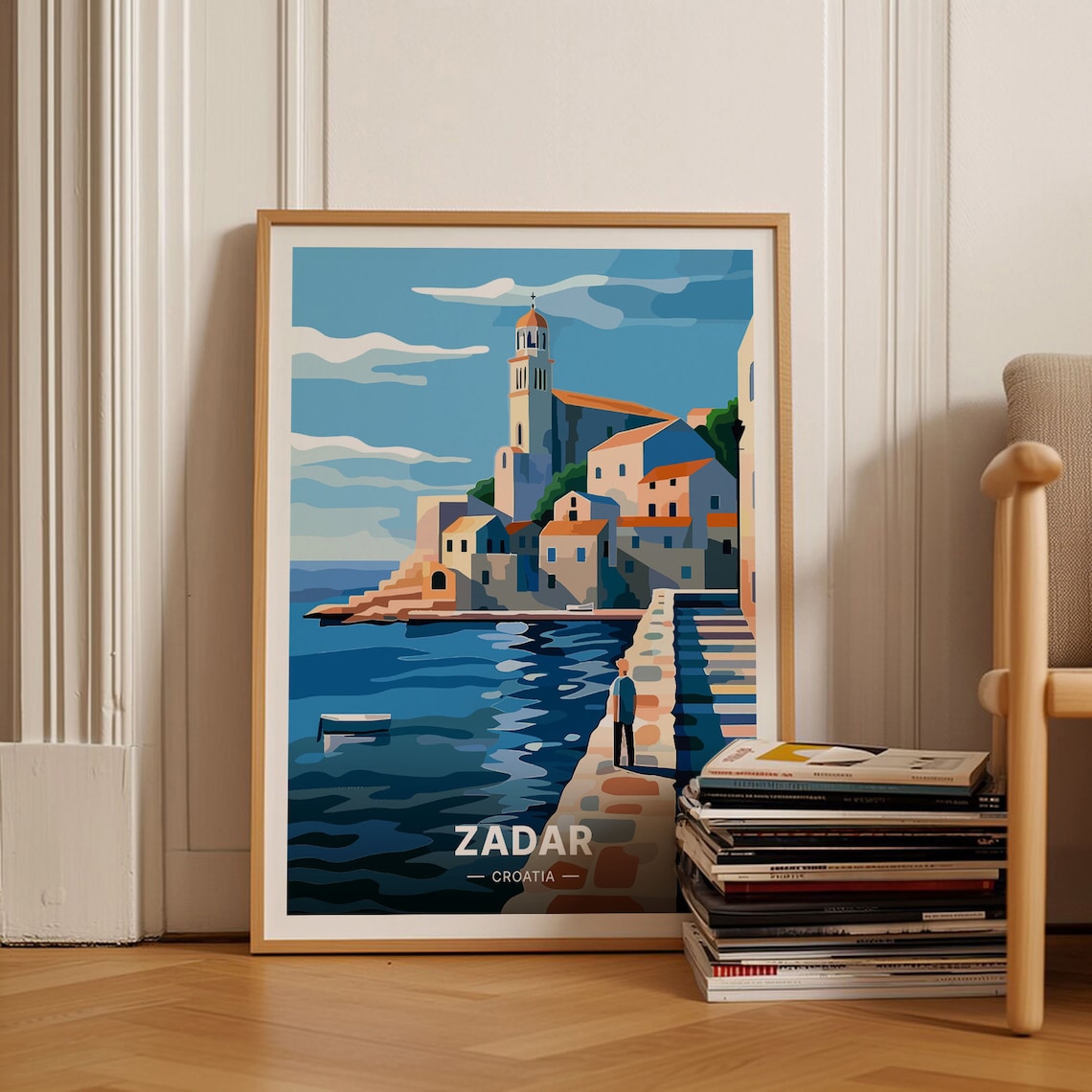 Zadar Croatia Old Town Harbor Promenade Blue Sea Travel Poster