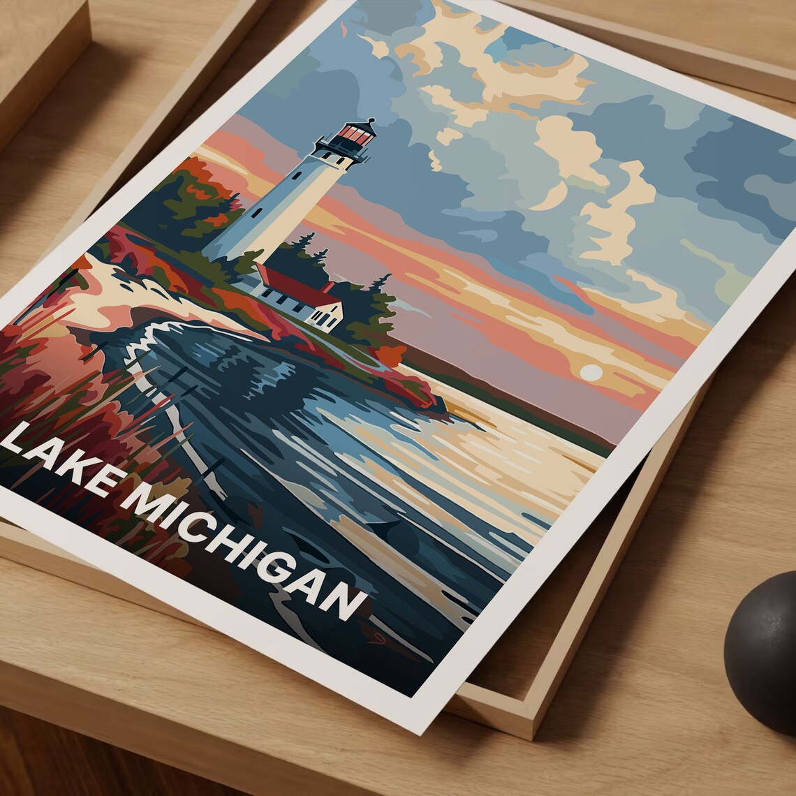 Lake Michigan Travel Poster, Scenic Wall Art Print - Image 3