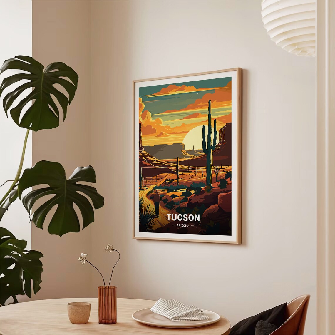 Tucson Arizona Desert Sunset Saguaro Cactus Western Travel Poster - Image 2