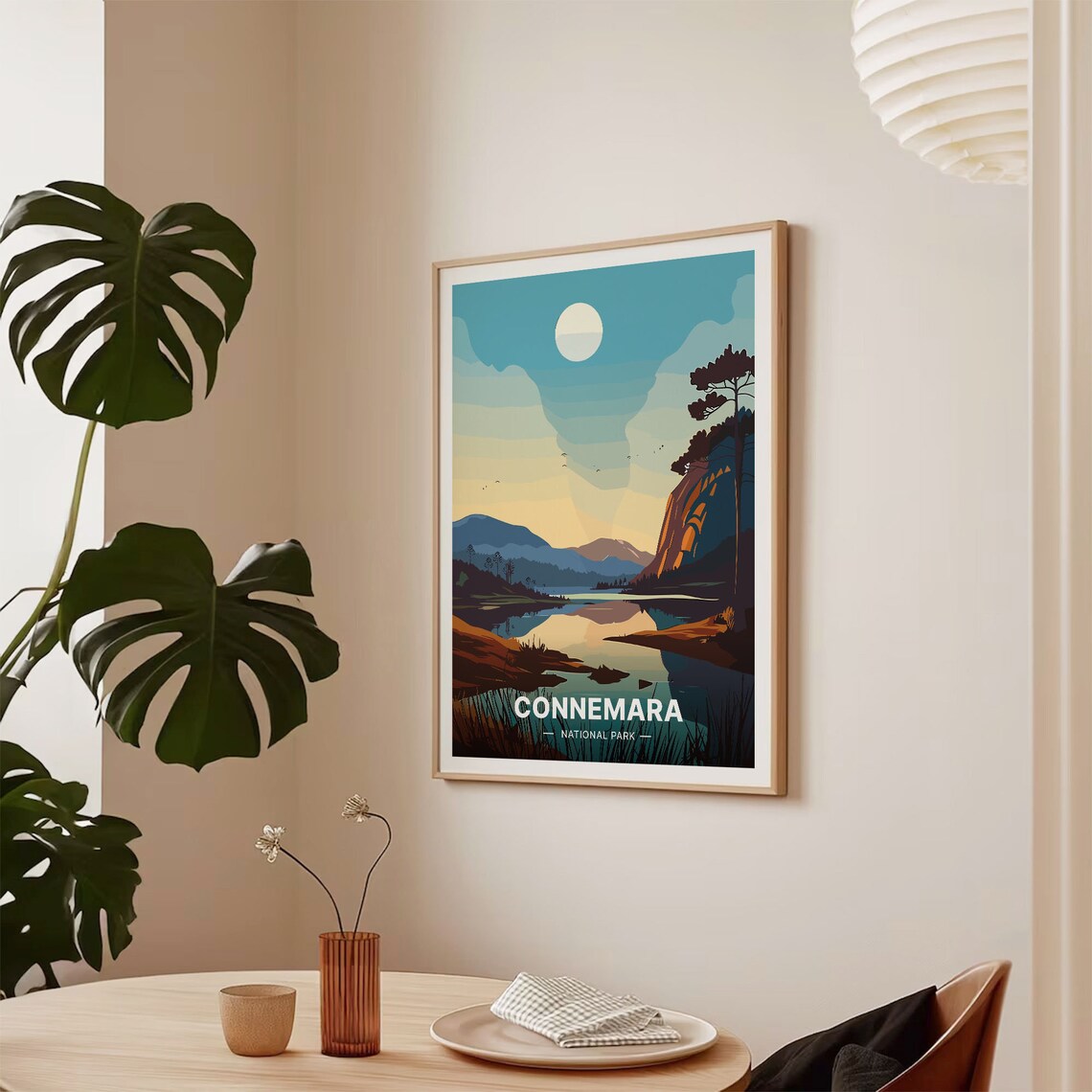 Connemara National Park Ireland Moonlit Lake Mountains Scenic Travel Poster - Image 2